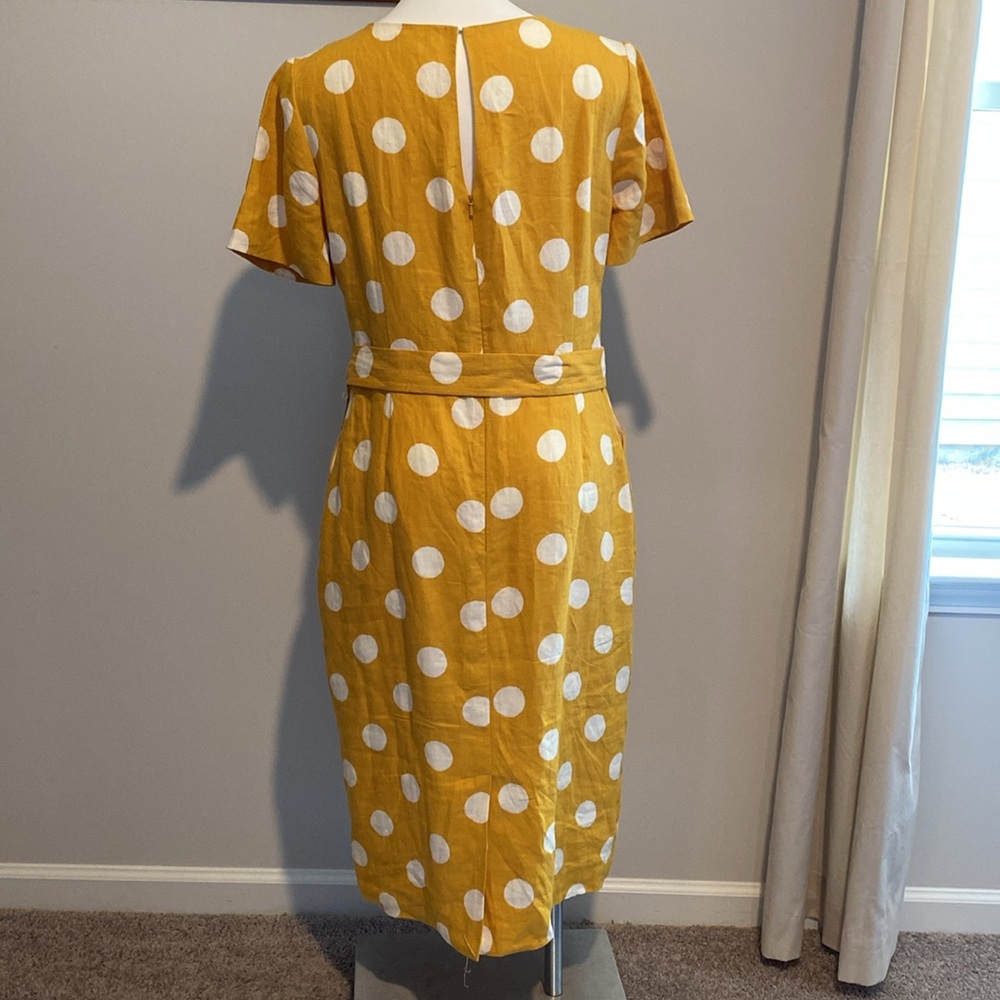 Boden Hazel Belted Linen Polka Dot Dress - Picture 3 of 8